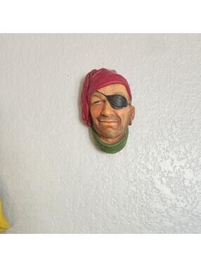 Vintage Bosson Chalkware Head Pirate Smuggler England 1960's MCM Decor